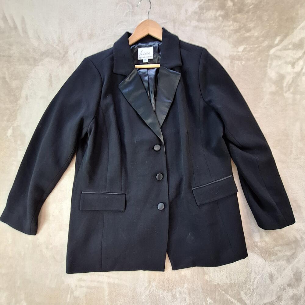 Linea By Louis Dell'Olio Blazer Womens 18W Black Tuxedo Ventless Lined Jacket